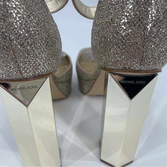 Michael Michael Kors Petra Platform Glitter High Block Heel Size 9.5 - Picture 8 of 16